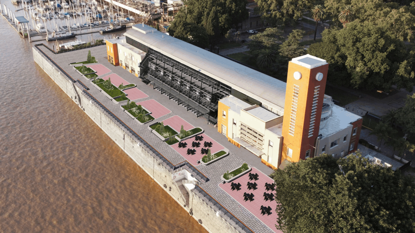 Vista aérea de la Terminal Fluvial de Rosario